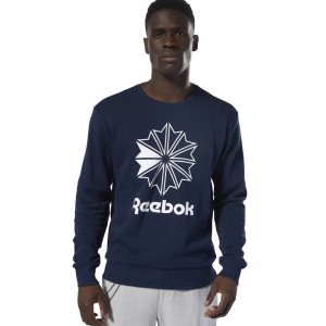 Bluza Męskie Reebok Classic French Terry Big Iconic Crewneck Granatowe/Białe PL 71XSLCH